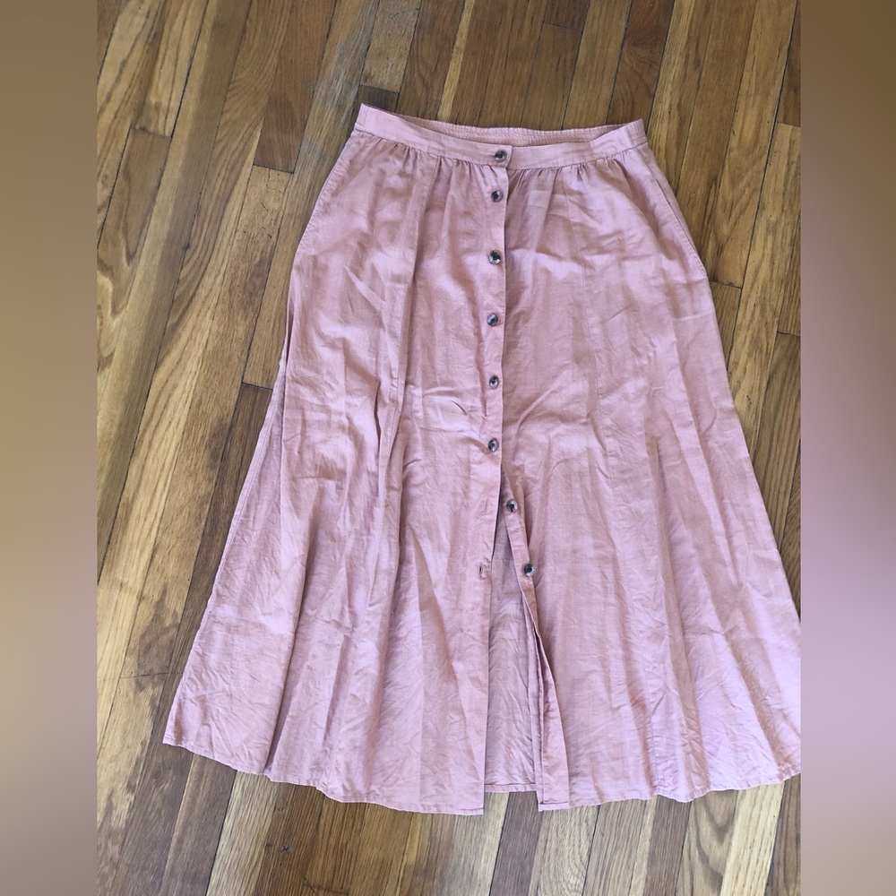 Vintage Worlds Apart Tangerine Linen Blend Skirt - M